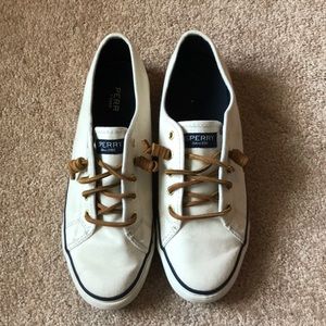 Sperry off white slip ons